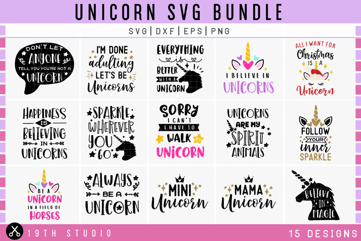Unicorn SVG Bundle | SVG DXF EPS PNG M41B example image 1