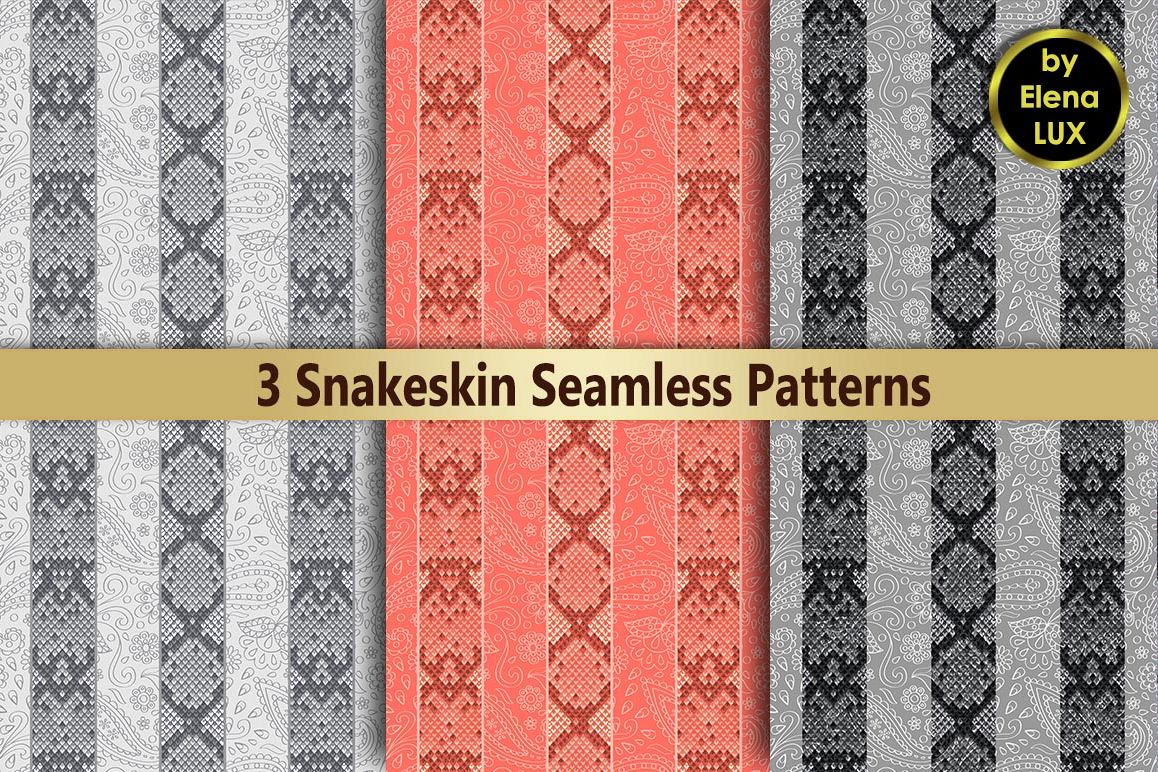 Snakeskin Seamless Patterns Set example image 1
