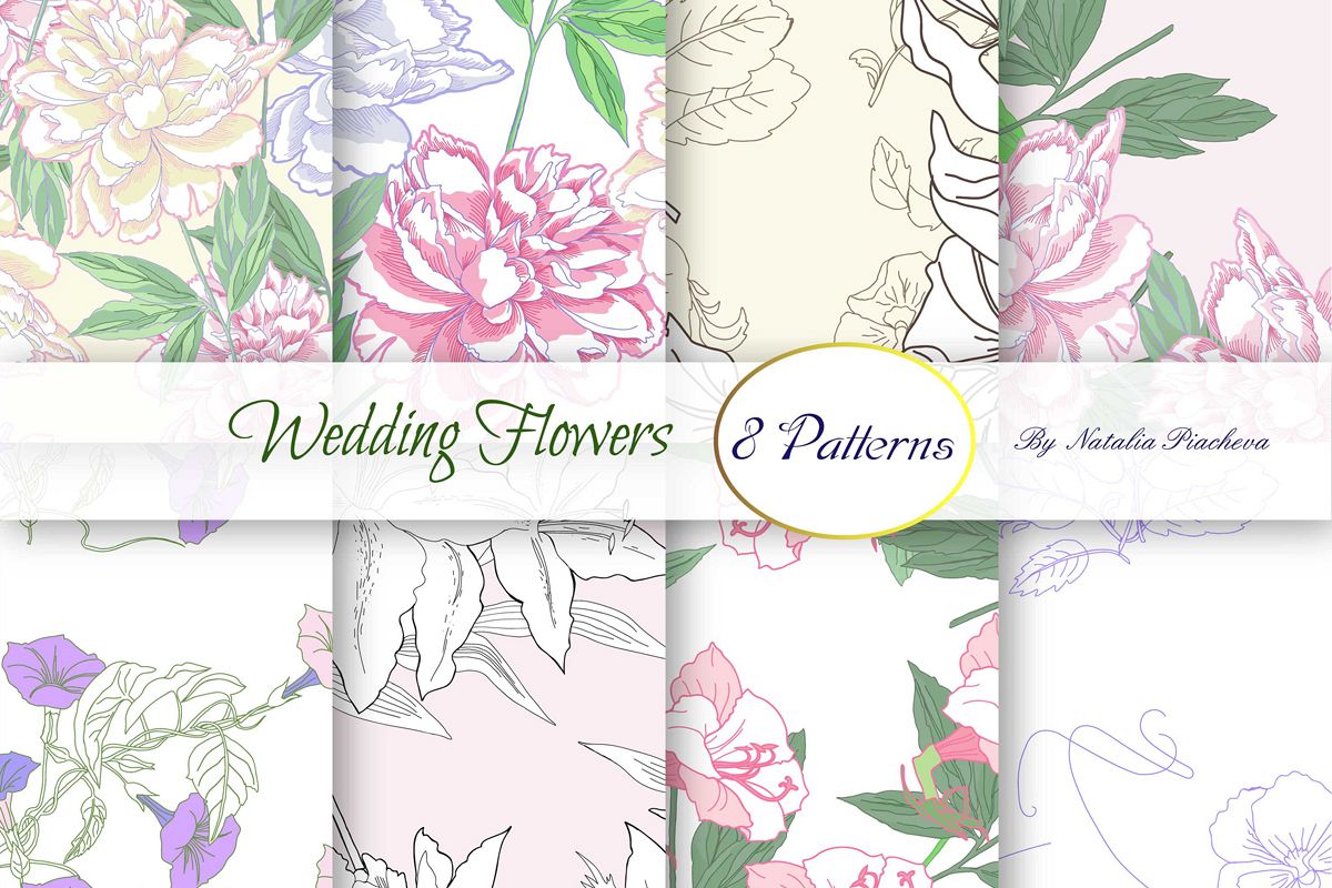 Wedding Flowers.Digital Paper example image 1