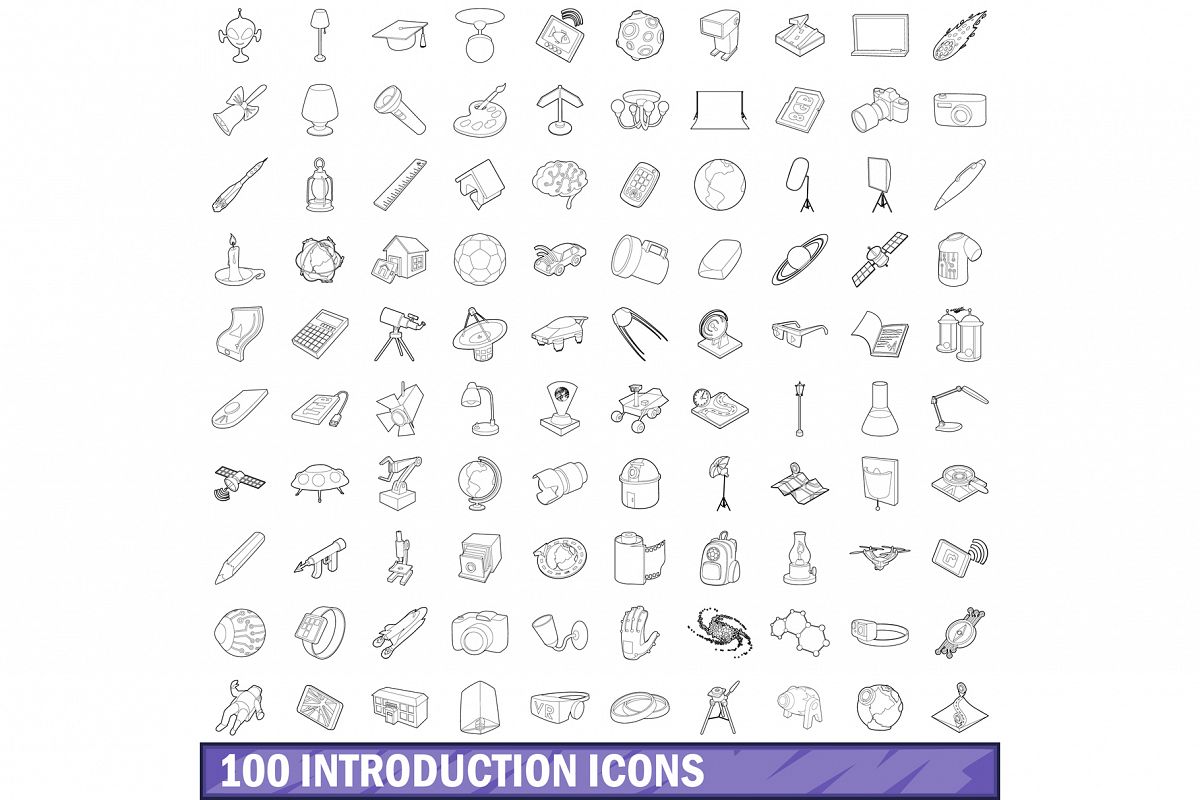 Download 100 Introduction Icons Set Outline Style 309616 Illustrations Design Bundles