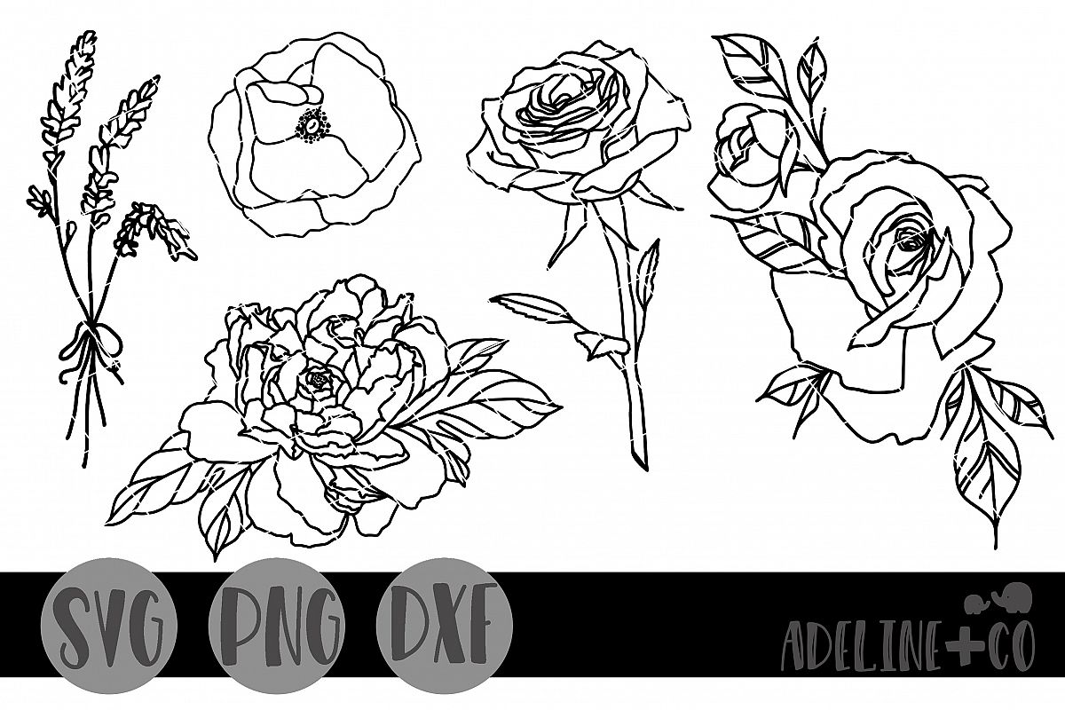 Flower bundle SVG PNG DXF example image 1
