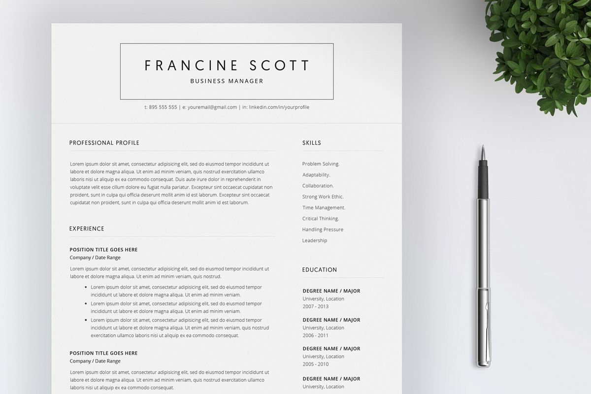 Resume Template and Cover Letter / 4 Pages example image 1