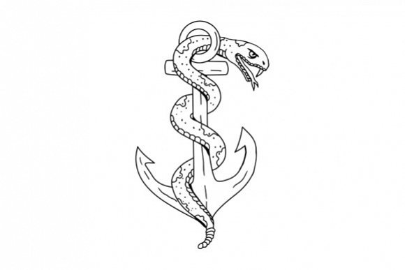Rattlesnake Coiling on Anchor Drawing example image 1