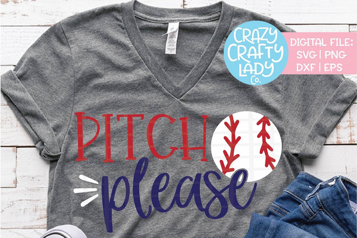 Pitch Please Baseball SVG DXF EPS PNG Cut File example image 1