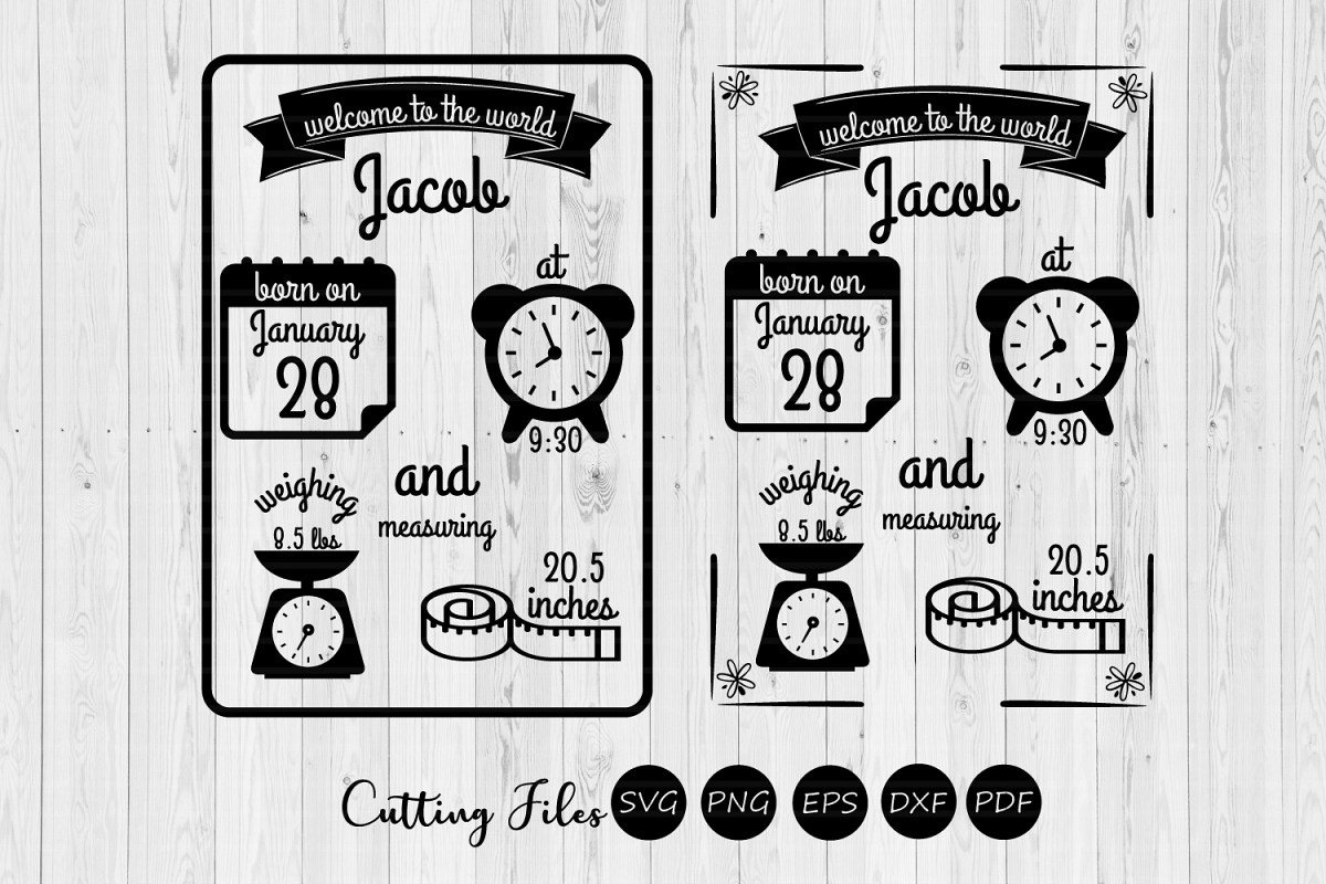 Download Baby birth announcement stats Font files | SVG Cut Files