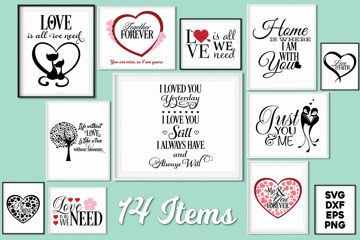 Love Quotes Bundle - Valentine SVG Cut Files example image 1