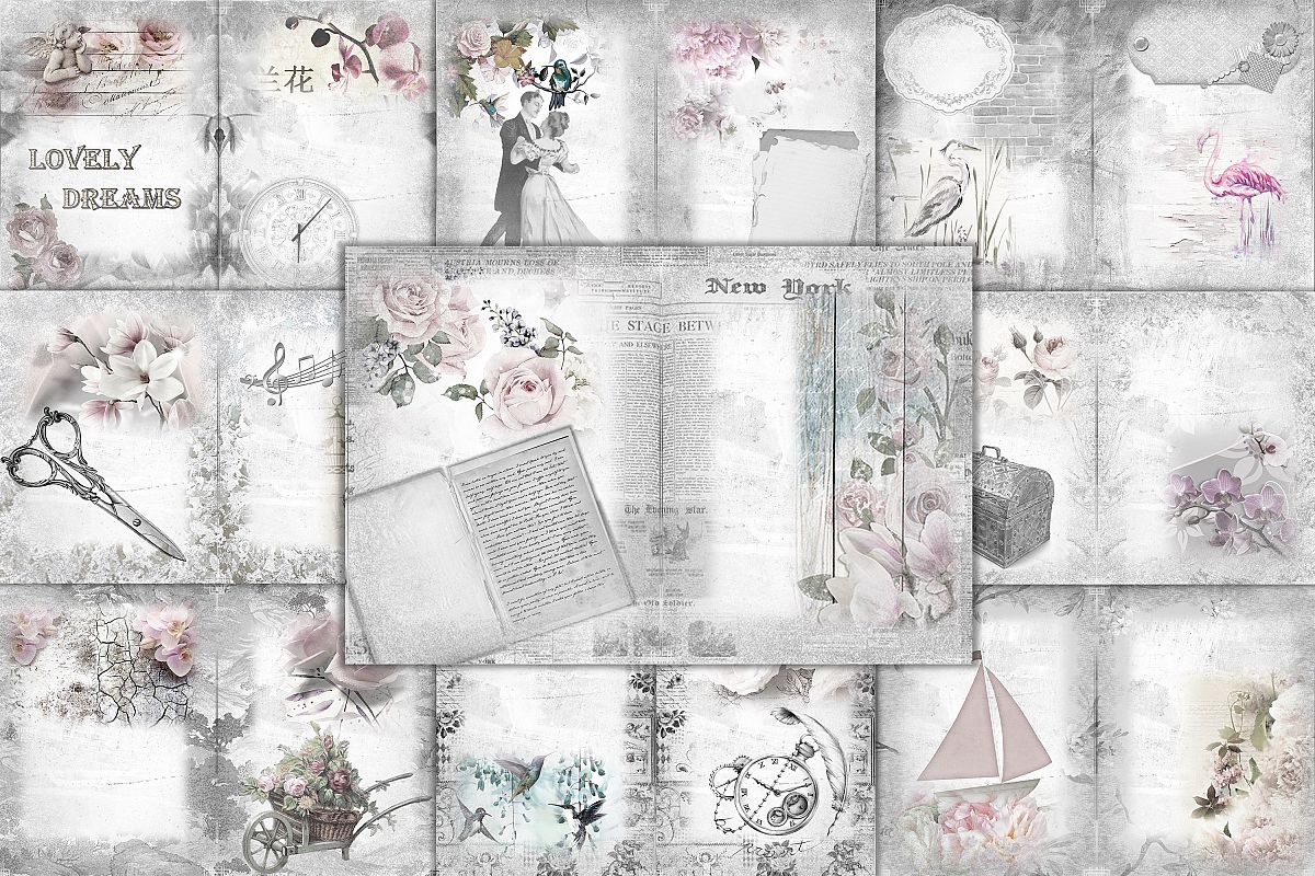 24 Printable Black and White Background Papers FREE Ephemera example image 1
