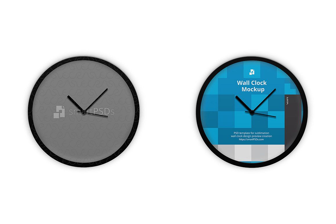 Round Wall Clock Design Mockup - 3 Views example image 1