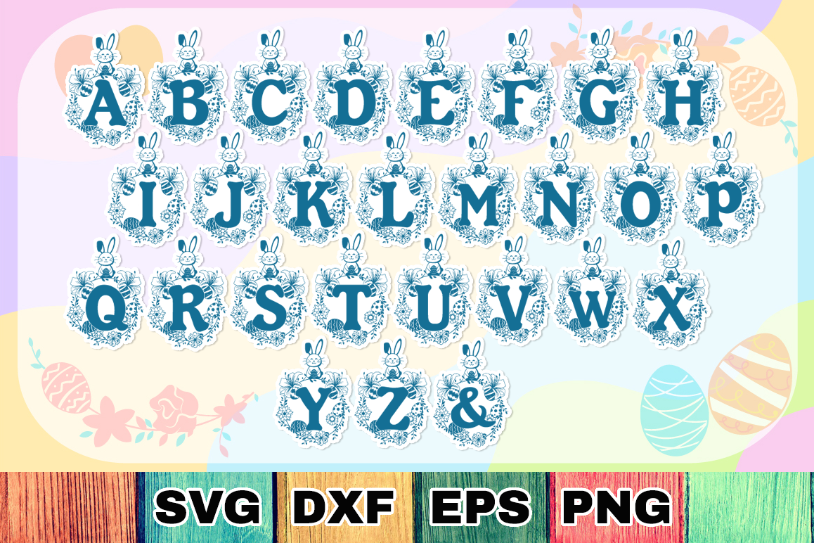 Easter Monogram Alphabet SVG with A-Z Letters & Numbers example image 1