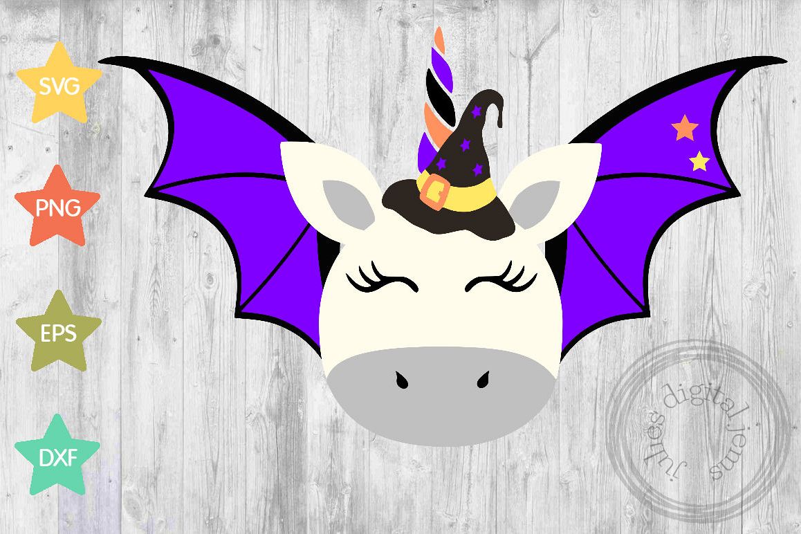 Unicorn Bat, witch, Halloween svg, by Julies digital jems example image 1