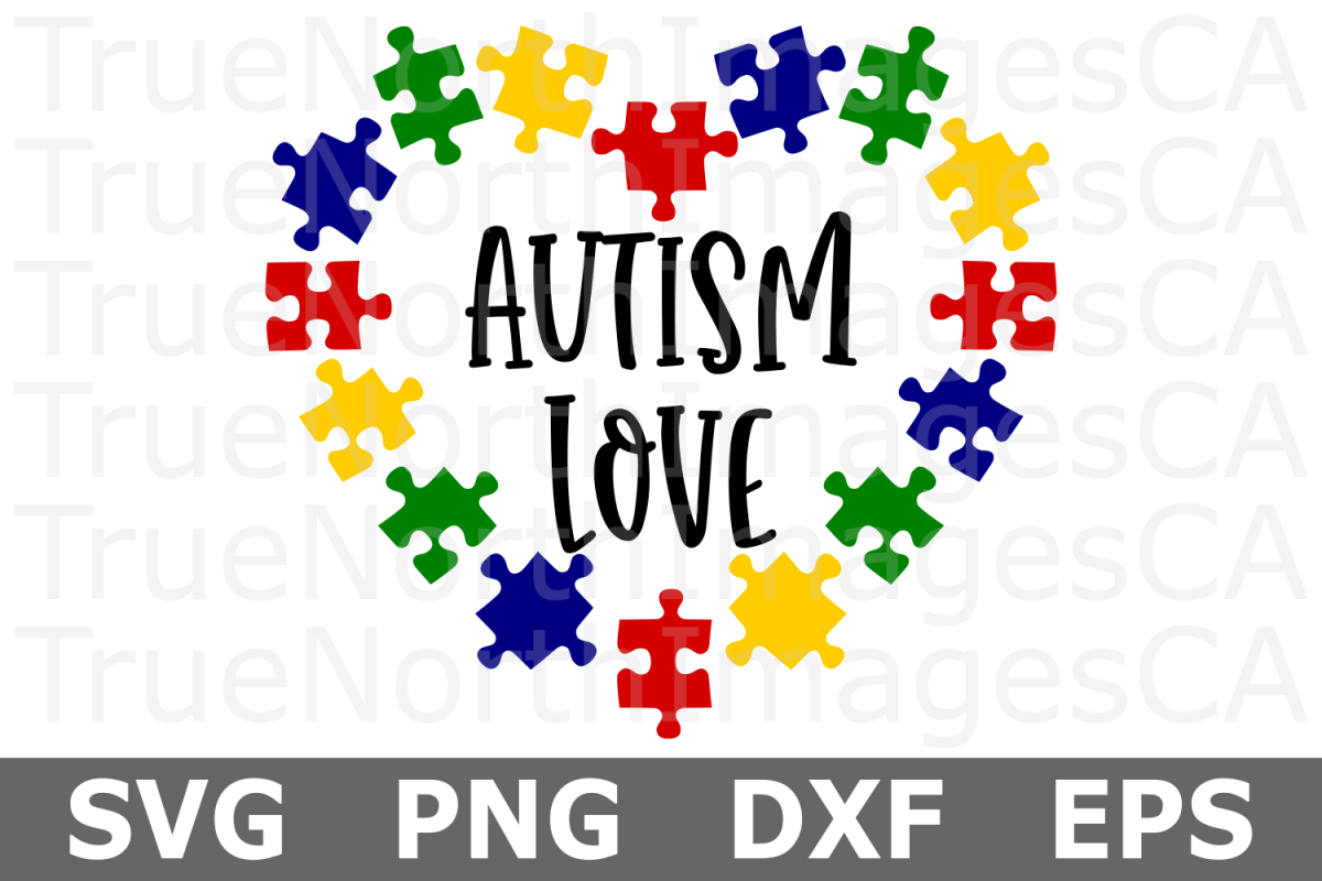 Autism Love Puzzle Heart - An Autism Awareness SVG Cut File example image 1