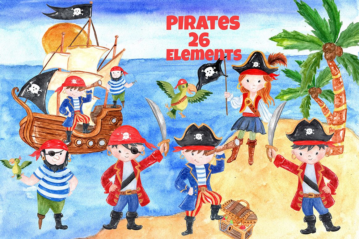 Pirate kids clipart example image 1