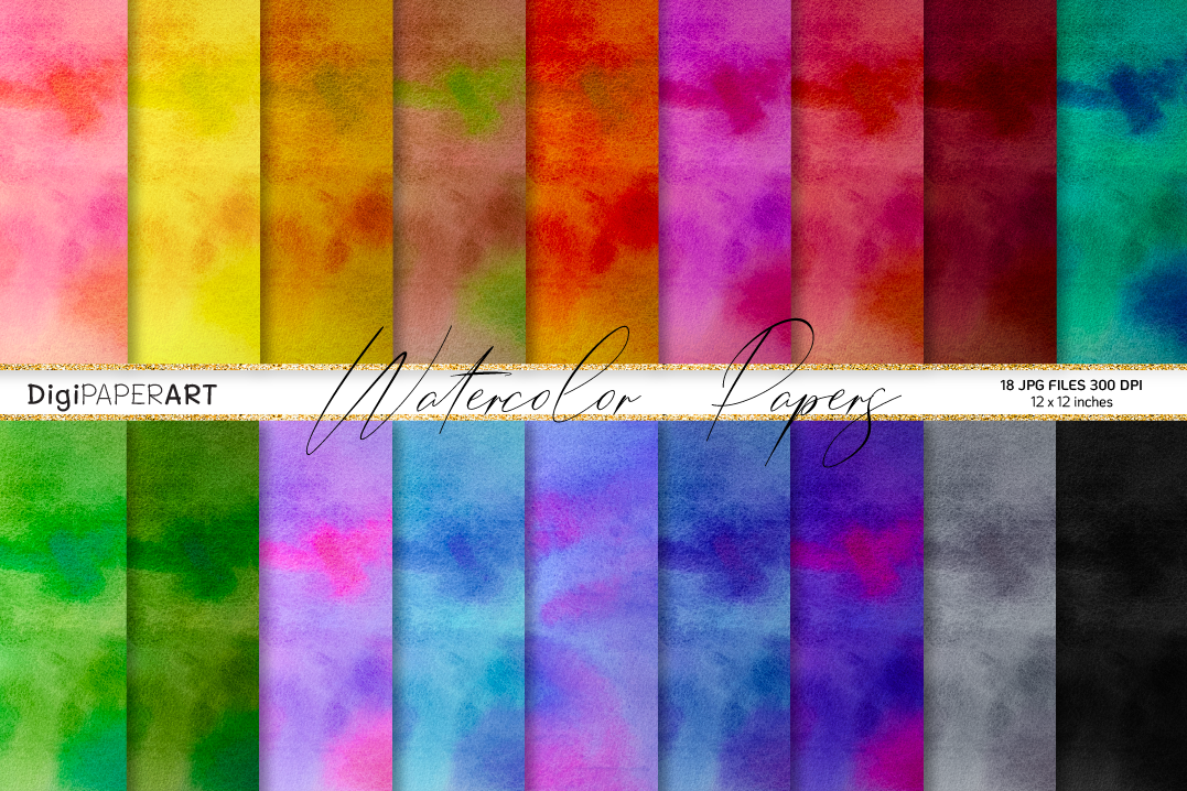 Watercolor Digital Paper Pack example image 1