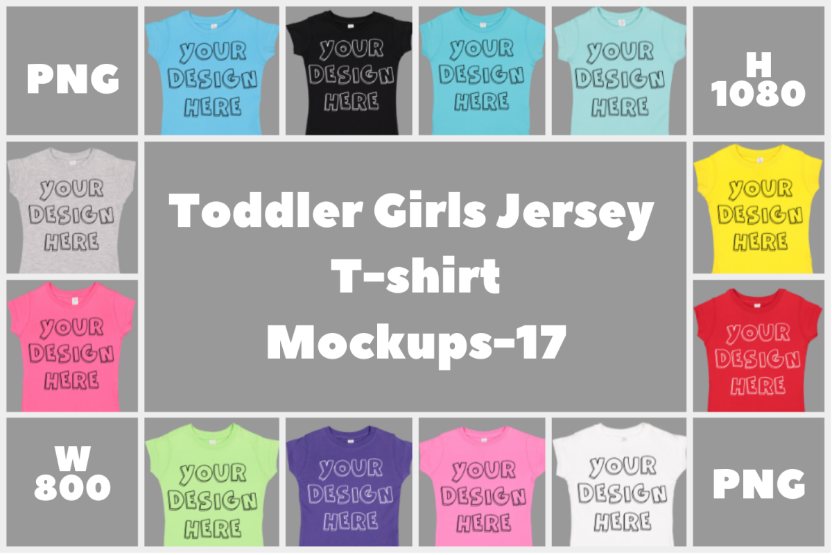Toddler Gilrs Flat Jersey T Shirt Mockups - 17 example image 1