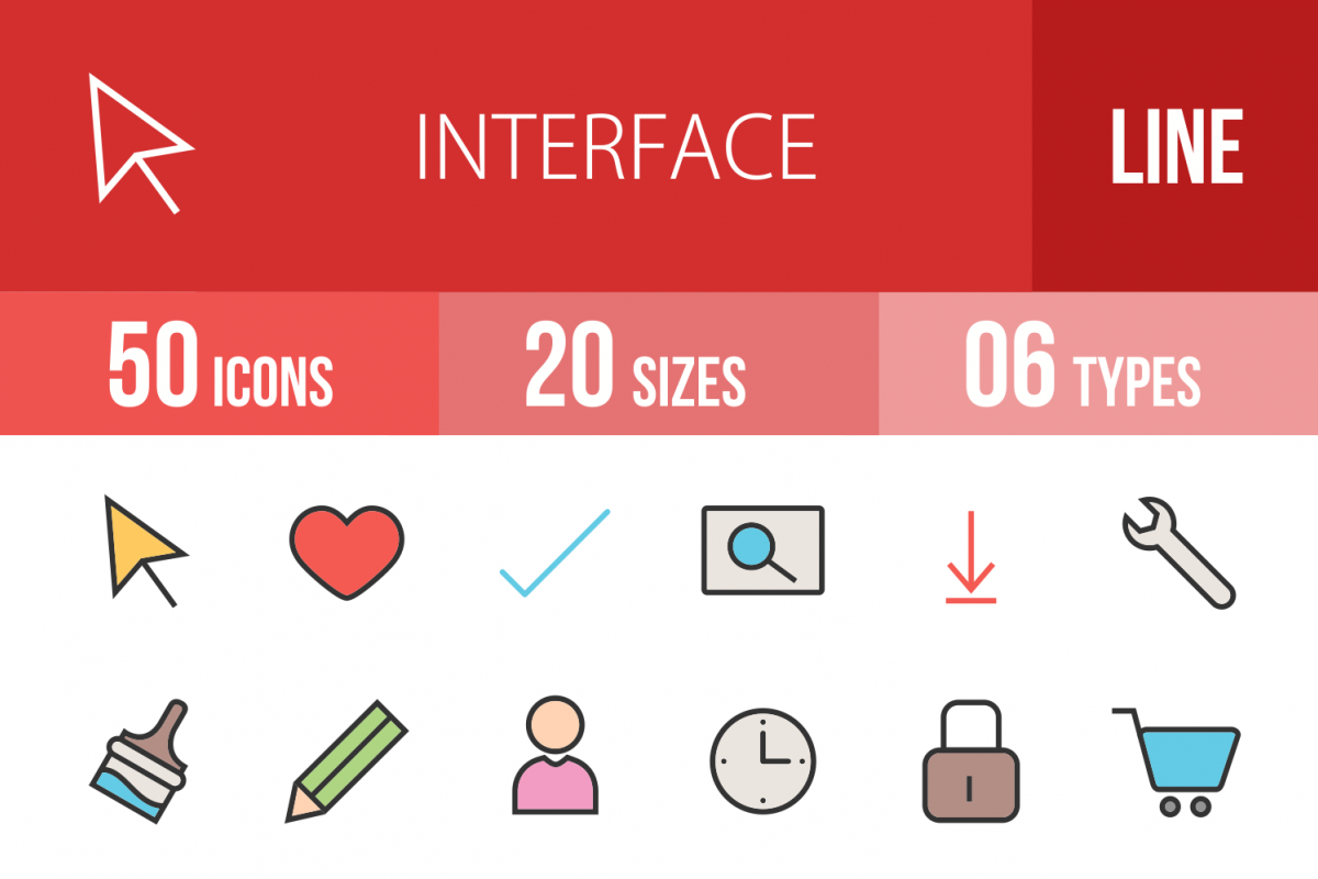 50 Web Interface Linear Multicolor Icons example image 1