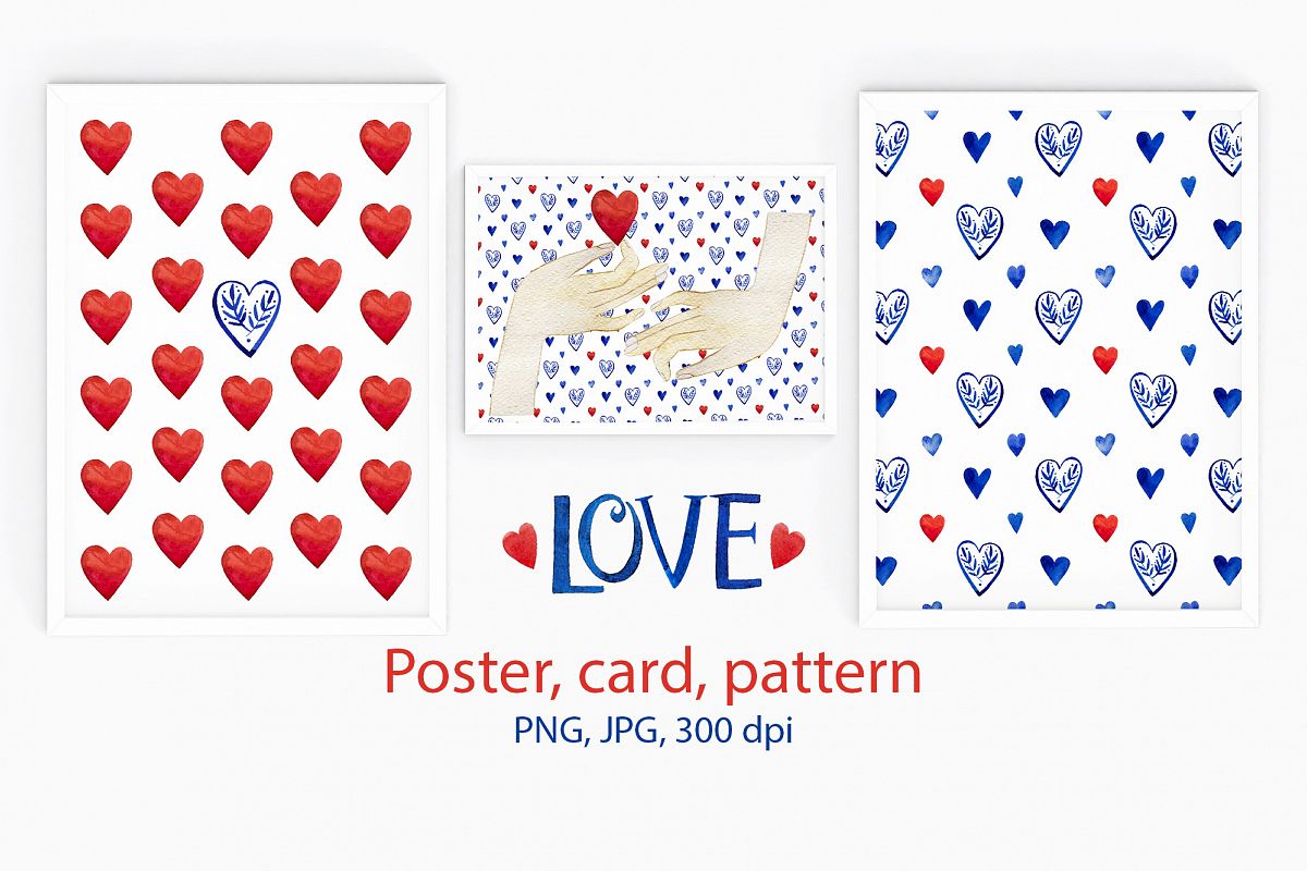Valentine's pattern & card & poster. Love example image 1