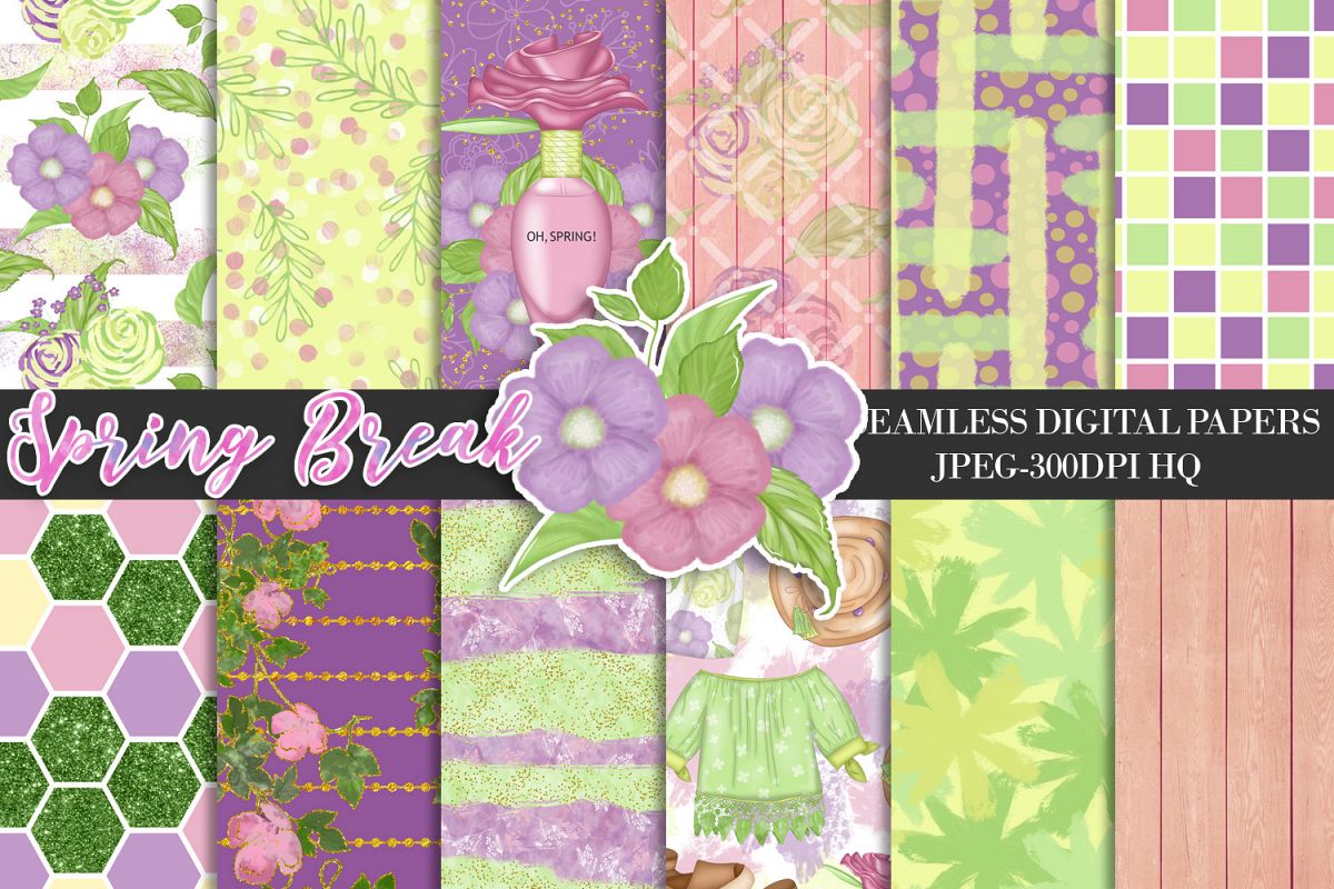 Spring Digital Papers, Spring Backgrounds, Garden Scrapbook example image 1