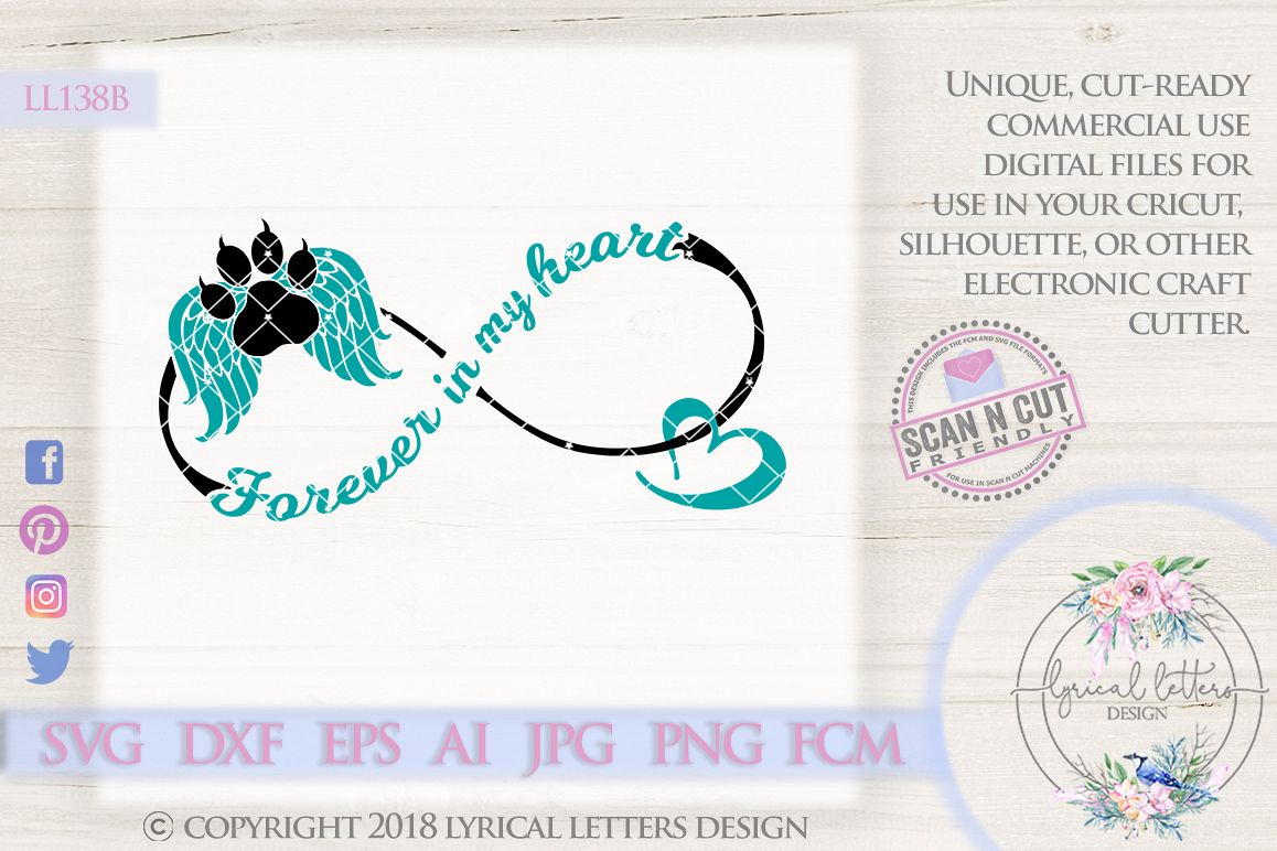 Forever In My Heart Cat Memorial SVG Cut File LL138 B example image 1