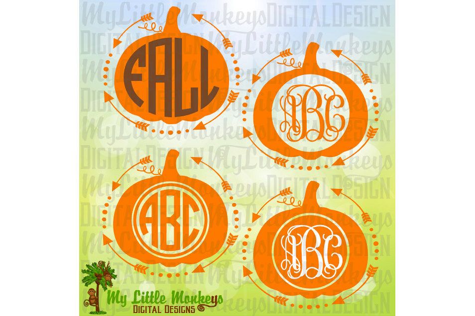 Pumpkin with Arrows Monogram Base example image 1