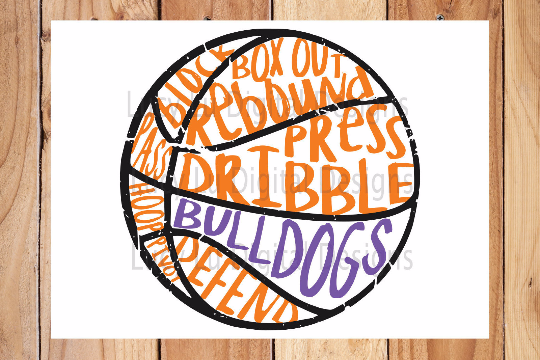 Distressed Basketball - Bulldogs example image 1