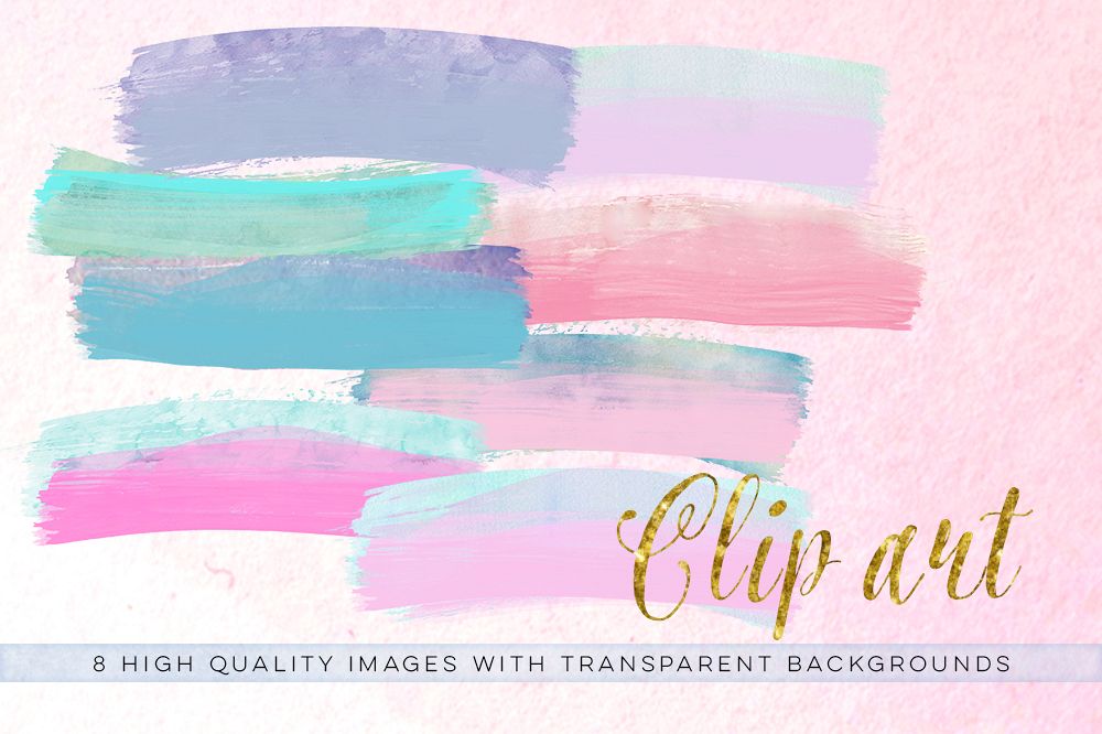 Pastel brush clip art, fairy Watercolor brush strokes, Fairy clip art, Fairy pink brush, wedding invitation, pink brush clipart, pastel mint example image 1