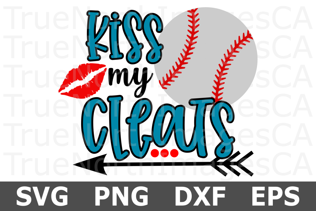Kiss My Cleats Baseball - A Sports SVG Cut File example image 1