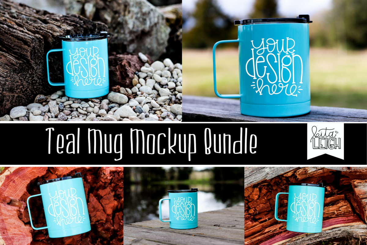 Teal Stainless Steel Mug Mockup Bundle example image 1