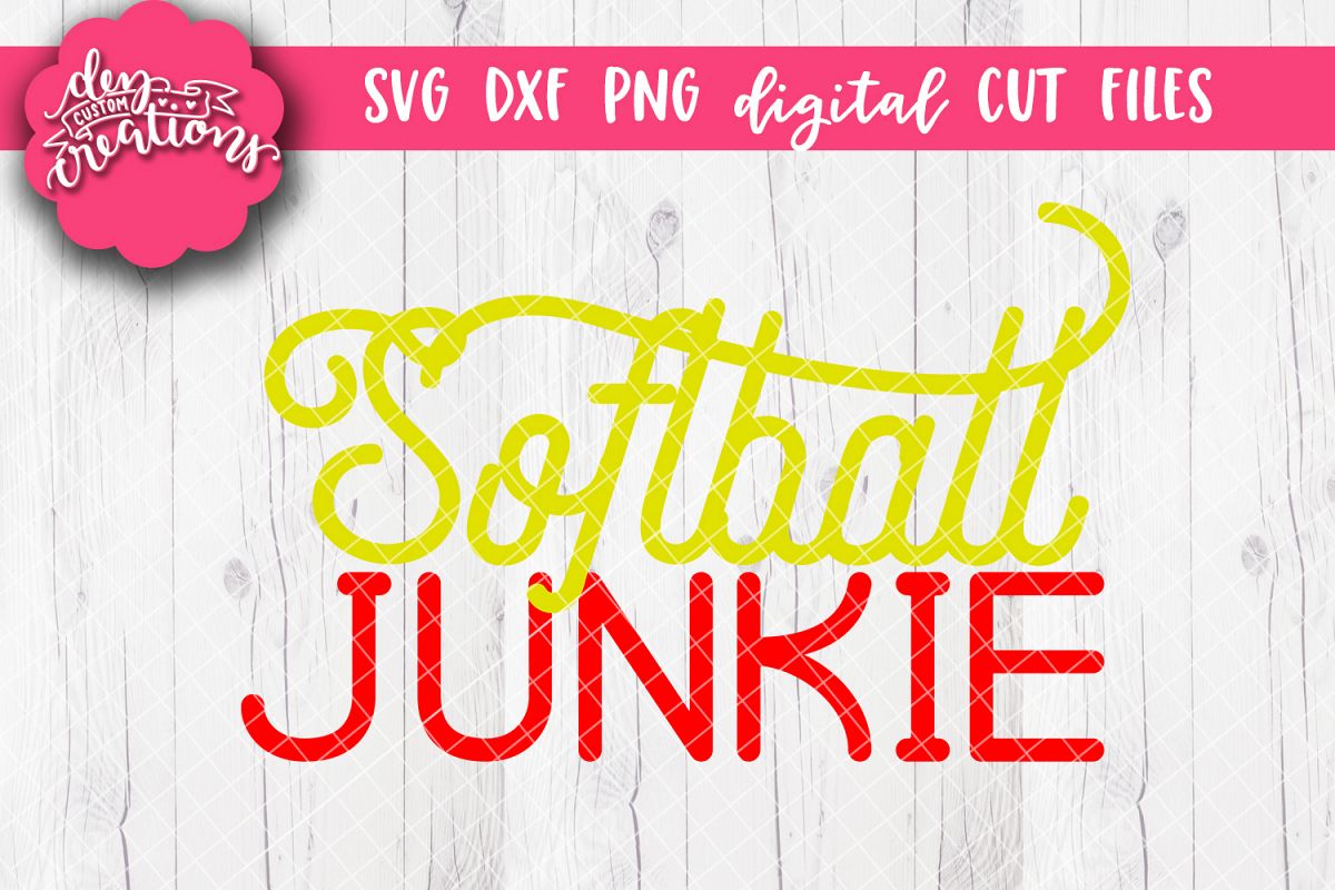 Softball Junkie - SVG DXF PNG Cut files & Clipart example image 1