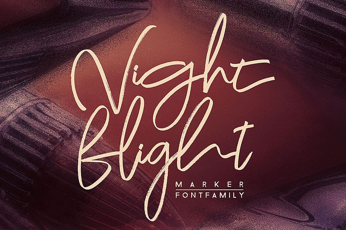 Night Flight Marker Brush Font example image 1