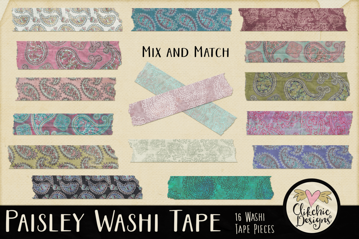 Washi Tape - Paisley Washi Tape Clipart Elements example image 1