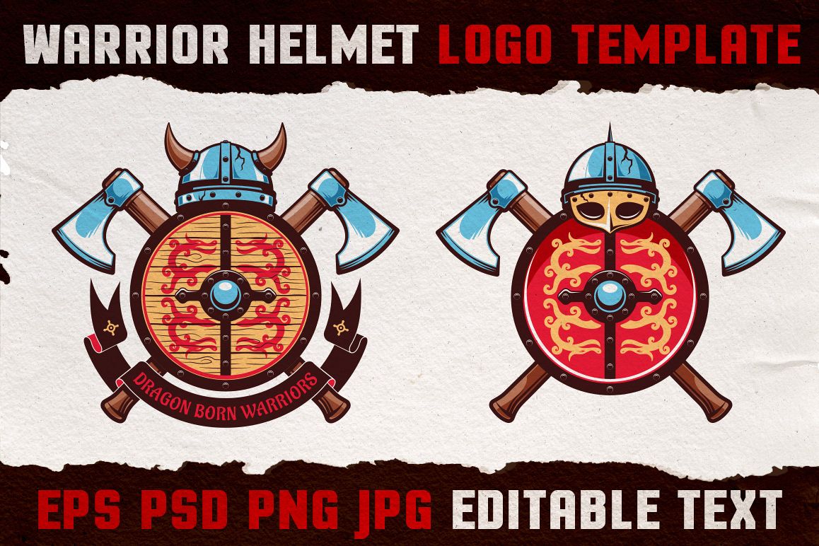 Warrior Viking Helmet Logo Template example image 1