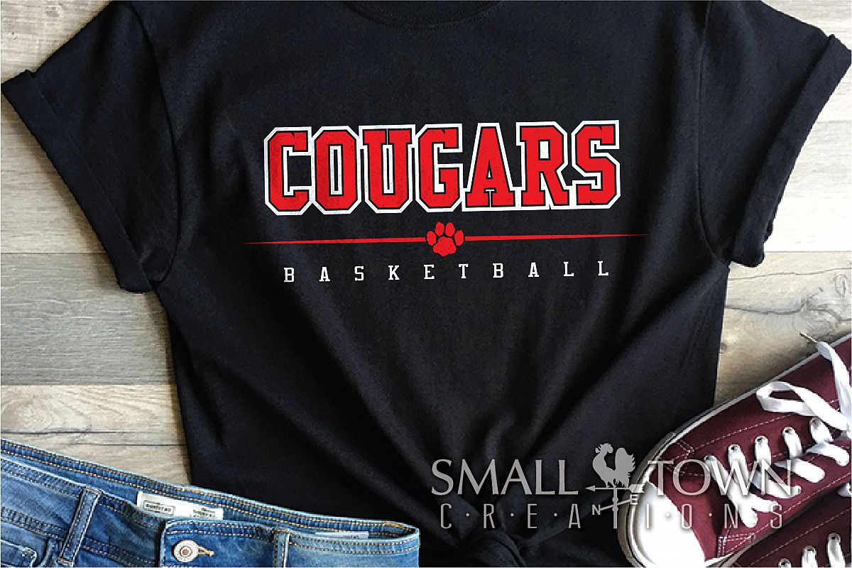 Cougar basketball, Cougars mascot, PRINT, CUT, DESIGN example image 1