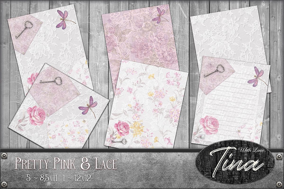 Pink Collage Butterflies Lace Roses 091618PC1 example image 1