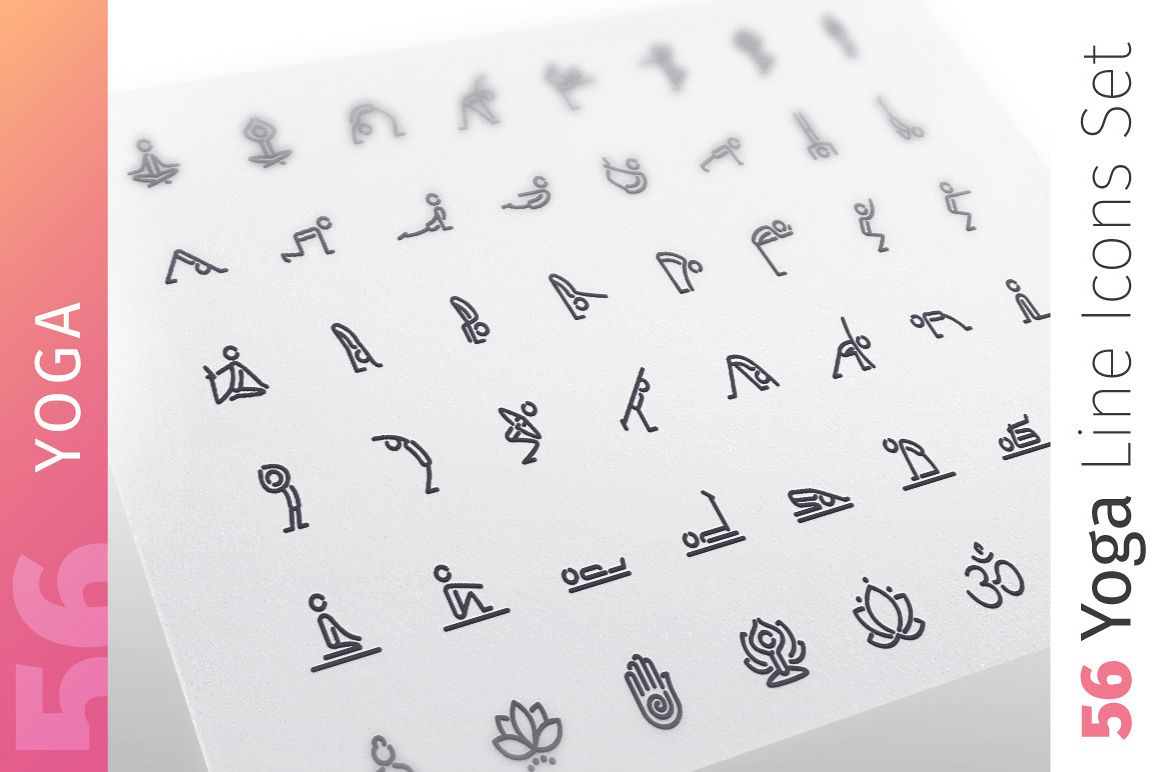 Yoga Line Icons Set example image 1