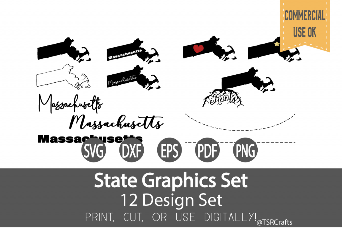 Massachusetts State Graphics Set - Clip Art and Digital Cut example image 1