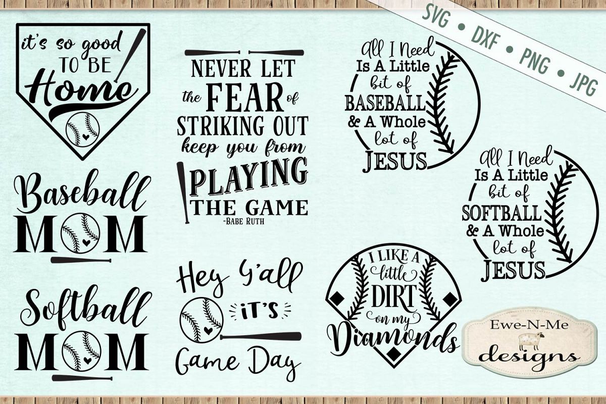 Baseball Softball Bundle Baseball Mom SVG DXF Files example image 1