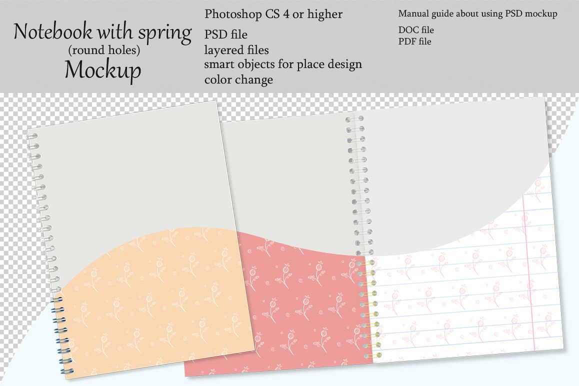 Notebook with spring mockup. Sketchbook mockup. example image 1