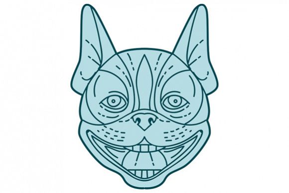 Boston Terrier Laughing Circle Mono Line example image 1