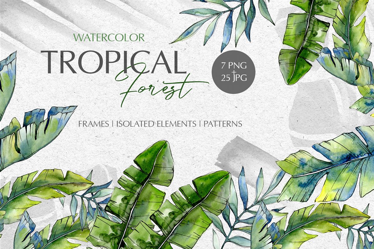 Tropical forest Watercolor png example image 1