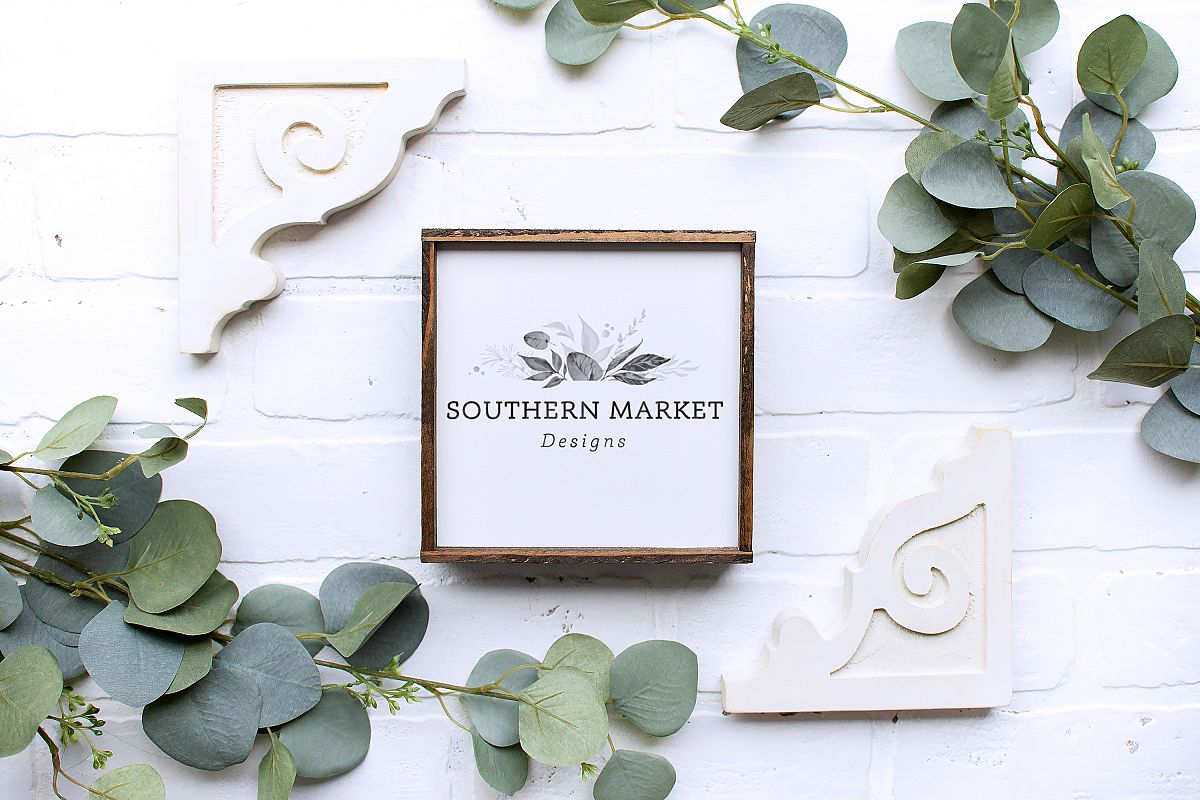 6x6 Wood Sign Mock Up Farmhouse Styled Photo example image 1
