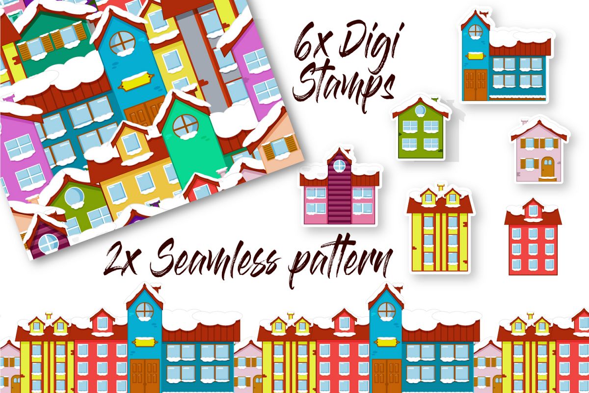 Christmas Mini Bundle - 2x Seamless Pattern and 6 Clip Arts example image 1