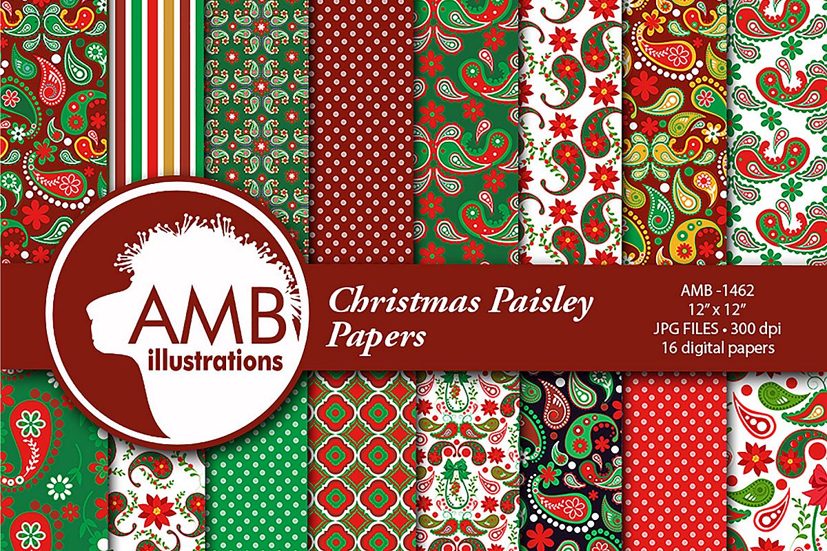 Christmas Paisley Patterns, Christmas Papers, AMB-1462 example image 1