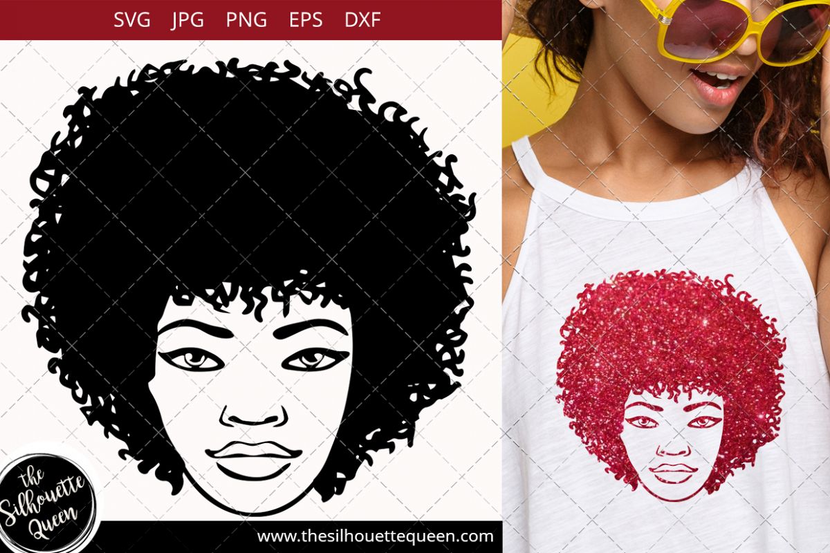 Afro Woman Svg With Curly Bob Natural Hair African American
