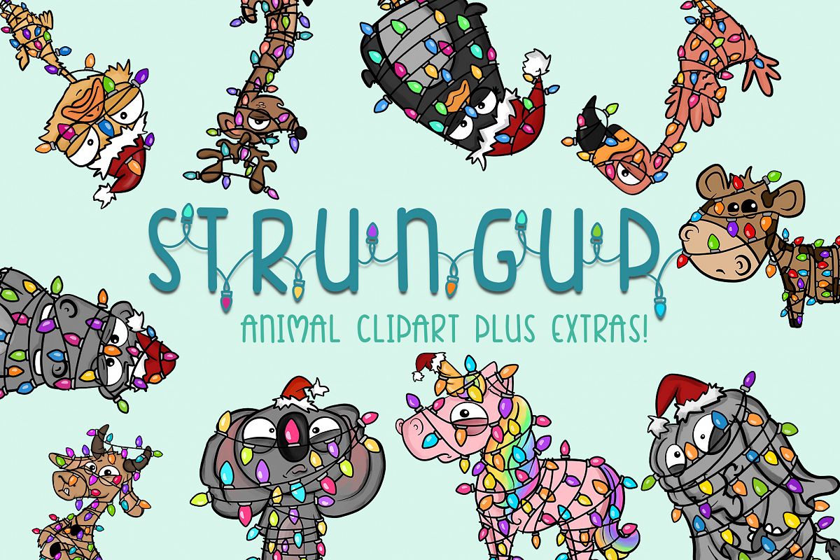 Strung Up Animals|Holiday Illustrations| Xmas Lights|Extras example image 1