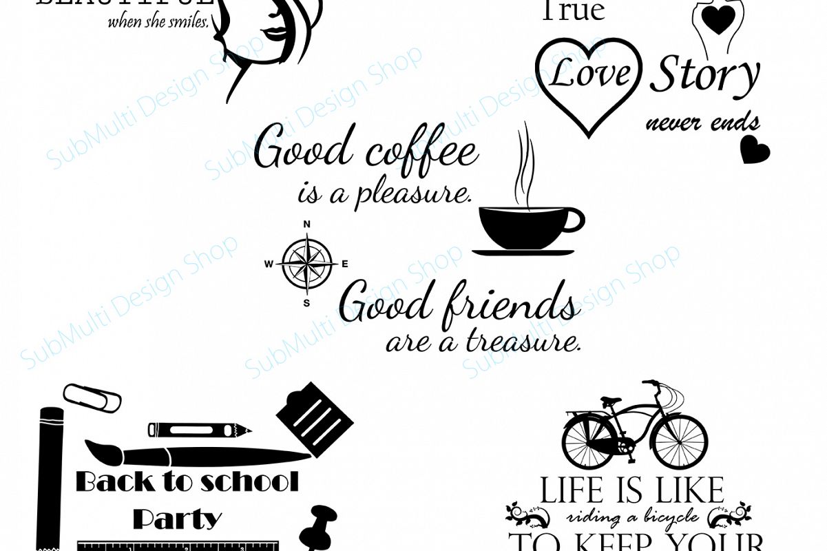 coffee svg cuttiing file / back to school svg cut file / love svg cut file / beautiful svg quote / /SVG / quotes / love silhouette / 05 set example image 1