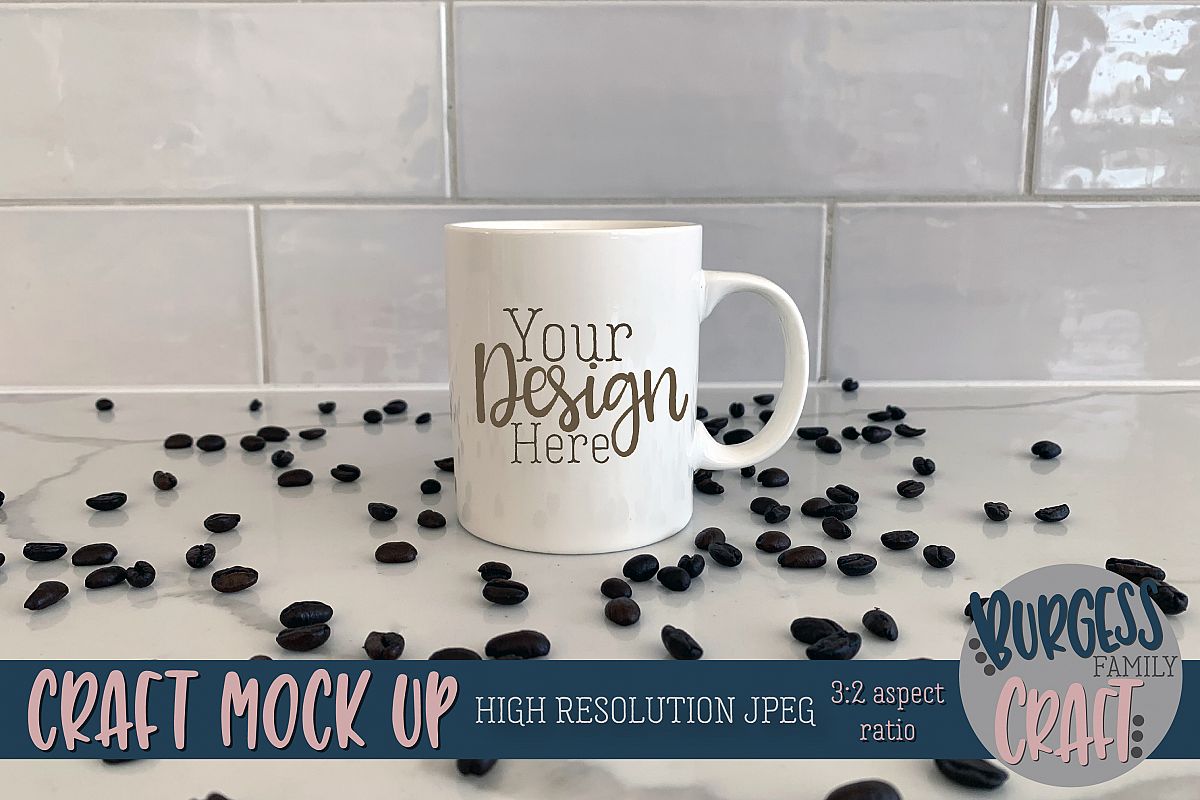 White coffee mug Craft mock up|High Resolution example image 1