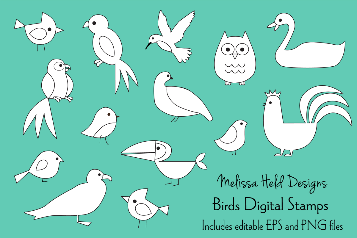 Birds Digital Stamps Clipart example image 1