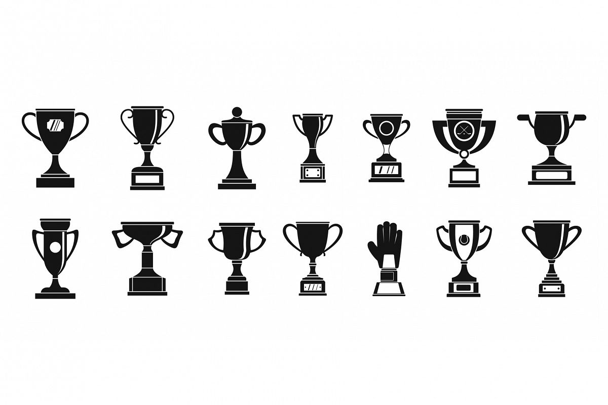 Trophy cup icon set, simple style example image 1