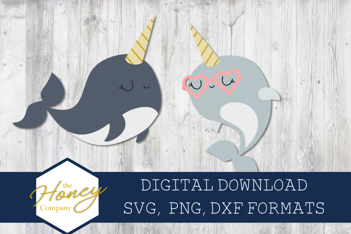 Narwhal Clipart SVG DXF PNG Cutting Files Vector Set example image 1