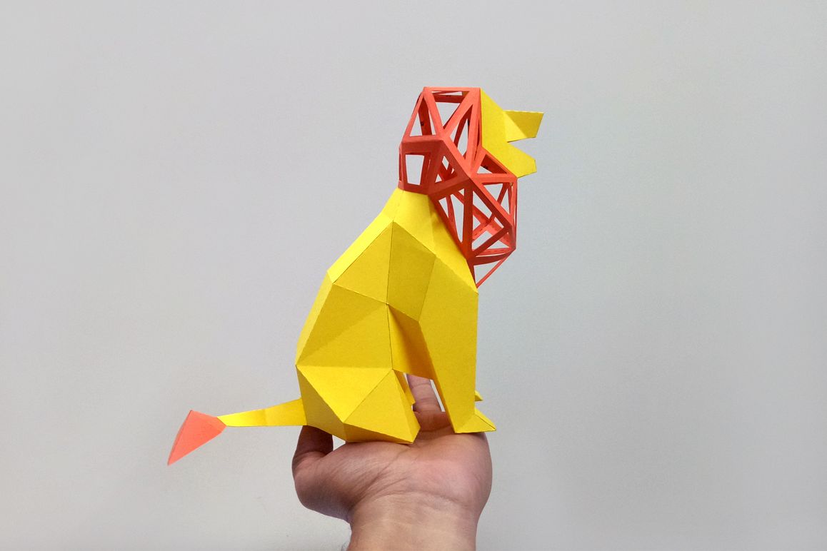 DIY Lion Sculpture - 3d papercraft example image 1